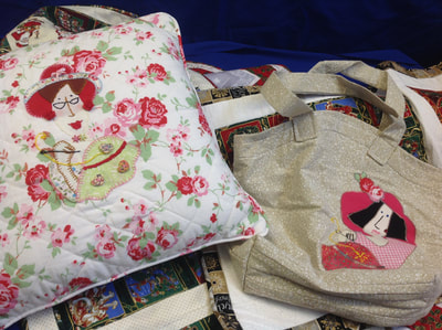 Patchwork cushion and bag