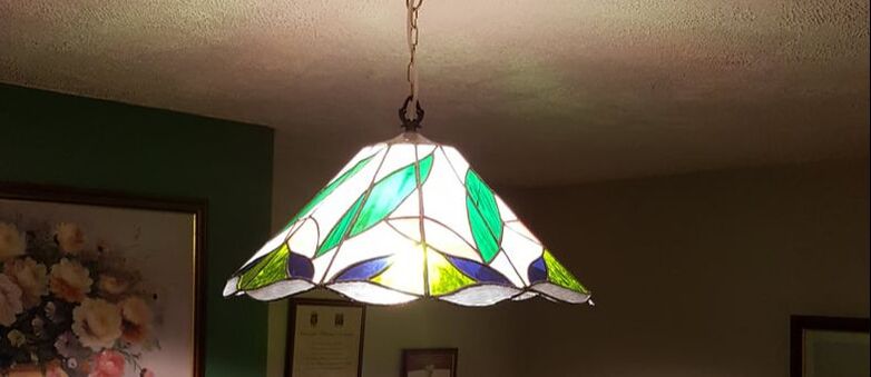 One of Michael's stained glass ceiling lamp shades.
