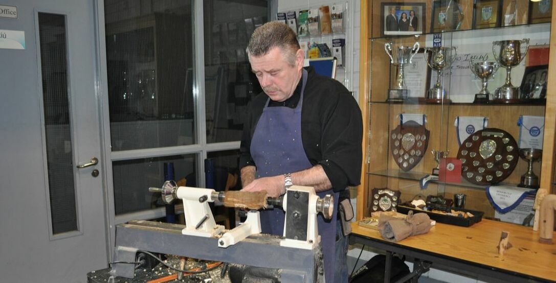 Woodturning demonstration at St Colmcille's Community School